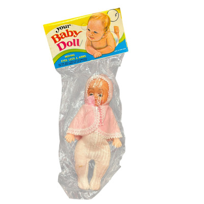 Vintage 1960's Your Baby Doll Girl W Pink Outfit In Original Packaging Hong Kong