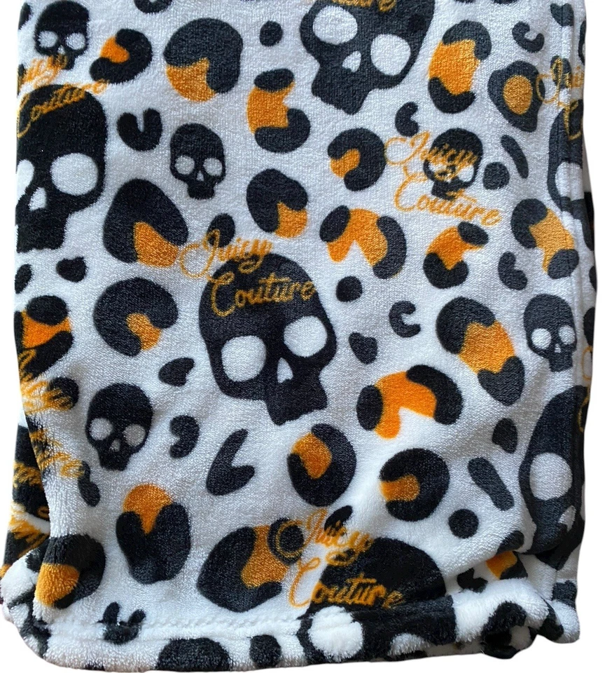 Juicy Couture Calavera Estampado Leopardo Polar Manta 50x70 Halloween Acogedora Suave Foto 3 de 4
