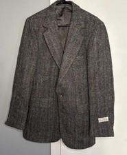 Vtg Kenneth MacCleod Harris Tweed 100 Wool Blazer Brown Blue Herringbone NWT 40