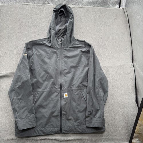 Carhartt Jacket Mens 2XL Gray Storm Defender Hooded Waterproof Lightweight Rain