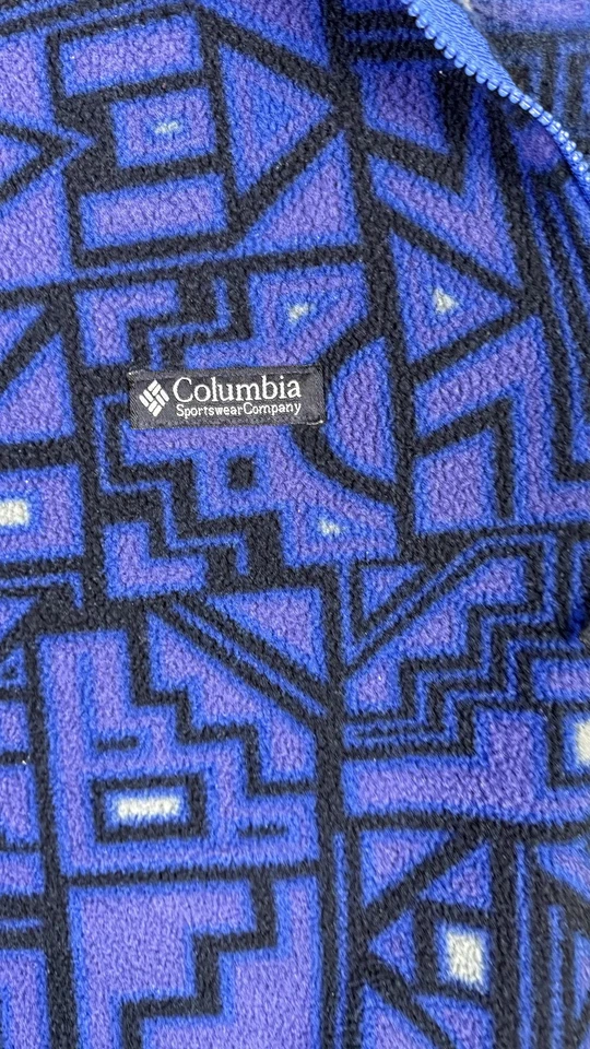 Suéter Pullover Columbia Vintage Para Hombres XL Azul Geométrico Polar Hecho en EE. UU. Años 90 Foto 2 de 4