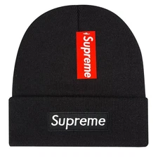 Supreme Black Core Classic Knit Beanie Boxed Logo Skull Cap Adult One Size