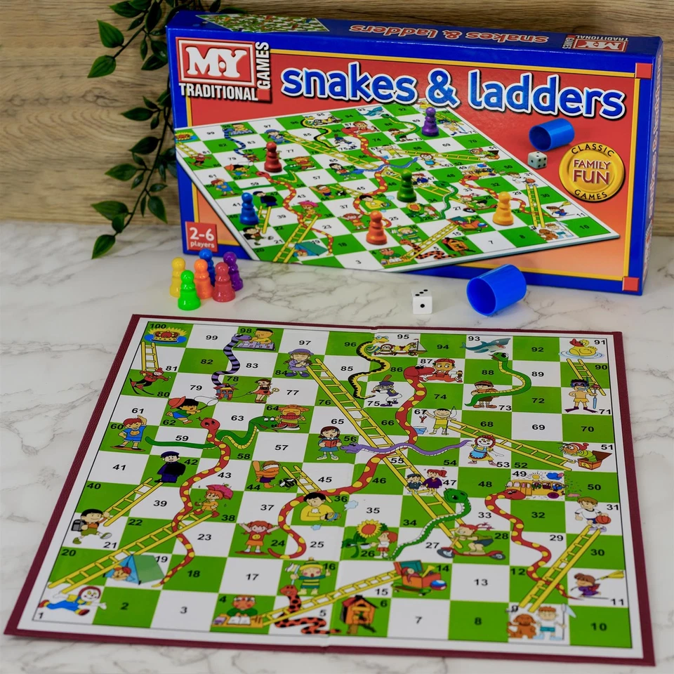 Snakes and Ladders Kids Board Game Family Play Set Traditional Children Games - Image 4 of 4