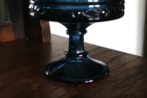 Fostoria Tiara Glass Crown Navarre Smoky Blue Compote - Picture 5 of 12