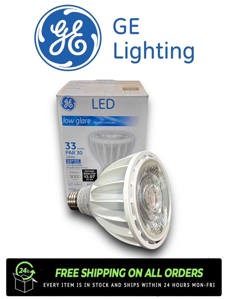 GE 38144 PAR30 120V, 3000K, 3000 Lumen, 33 Watt 15° Spot Light Bulb (Pack Of 6) - Image 2 of 4