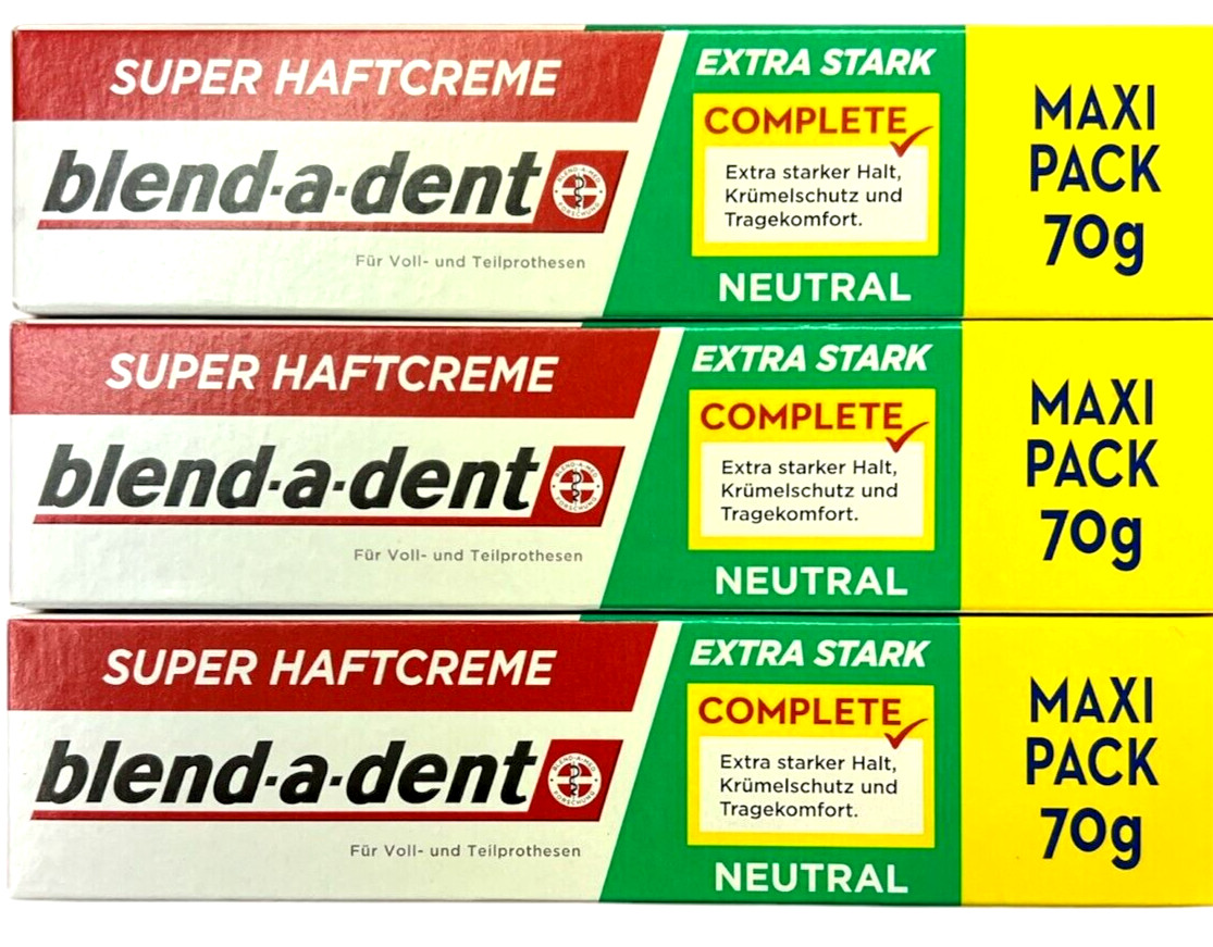 3x Blend-a-dent Super-Haftcreme extra stark Neutral 70g (3x 70g)