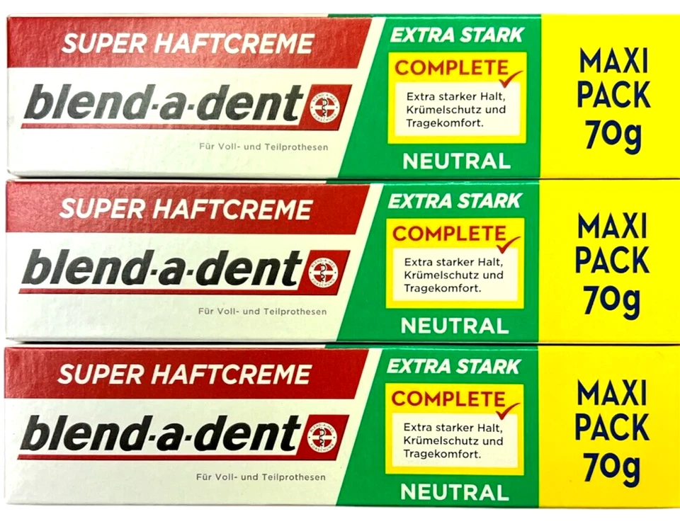 3x Blend-a-dent Super-Haftcreme extra stark Neutral 70g (3x 70g)