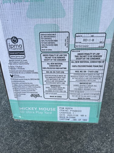 Disney Baby 3D Ultra Play Yard with Bassinet & Toy Bar Mickey Mouse NEW - 第 6/6 張圖片