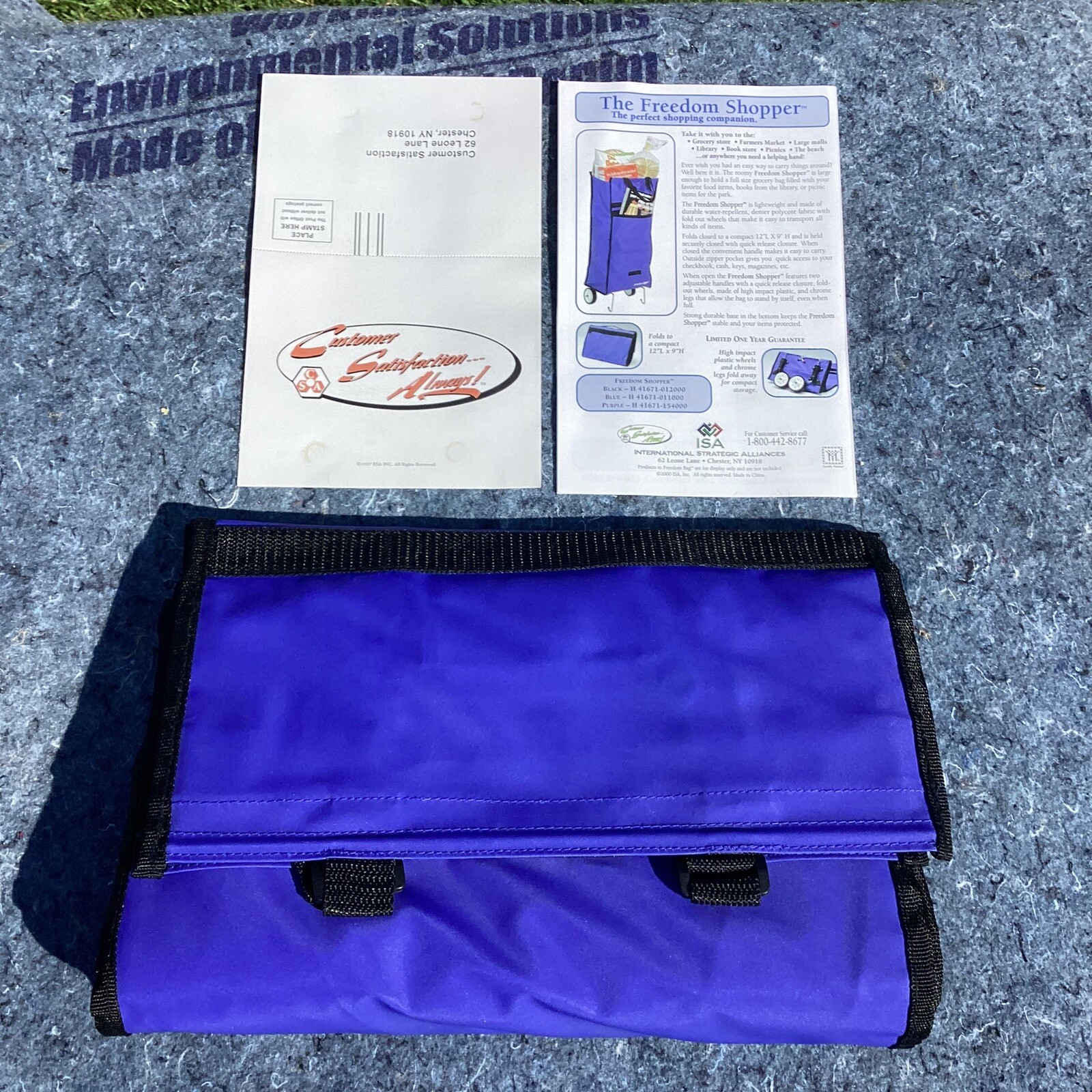2000 QVC Freedom Shopper Lightweight Blue Folding Bag W/ Whe