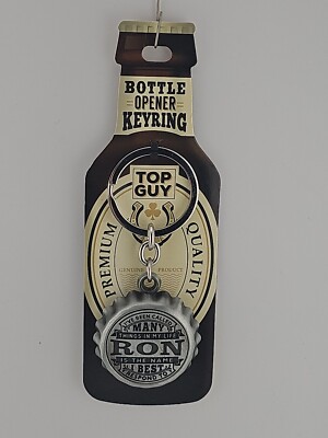 RON Bottle Cap Opener Key Ring Bottle Opener Personalised Name H&H Top Guy 