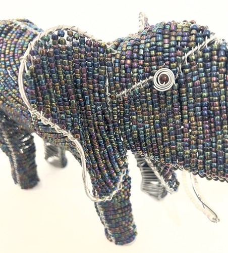 Afrikanische Perlen Elefant Kofferraum Figur Drahtrahmen 10""H x 10""L x 6""W - Bild 14 von 16