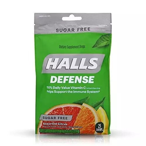 HALLS Defense Assorted Citrus Vitamin C Drops Sugar Free 25 ct pack of 4 - Picture 8 of 10
