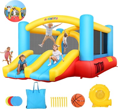 Inflatable Bounce Castle with Blower Jumping Area Indoor/Outdoor Kids Playhouse`