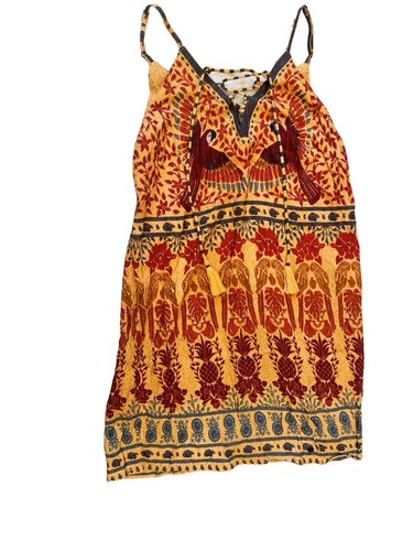 Farm Rio Mini Sommerkleid Gr. P XS Spaghettiträger farbig Aras goldgelb - Bild 3 von 11