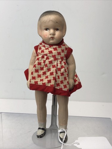 6” Antique All Stone Bisque Unmarked Patsy Type Doll “A5” On Back Jointed Limb X