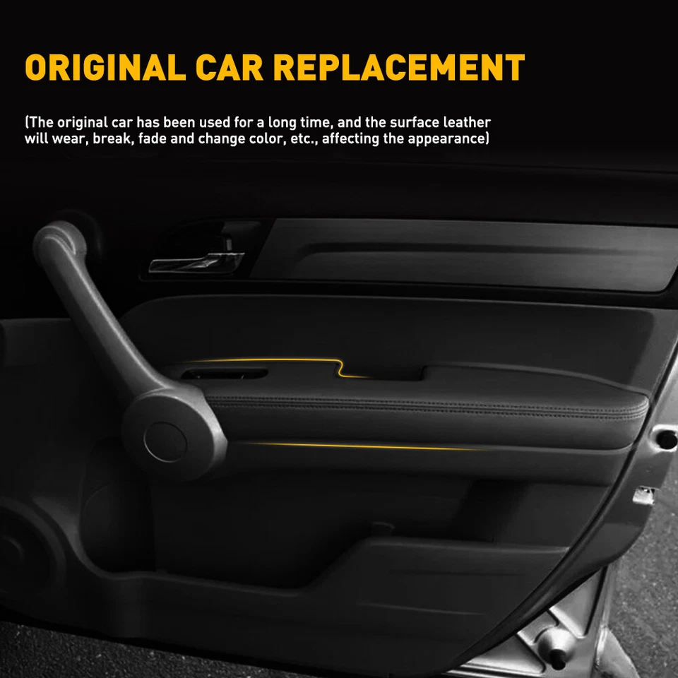 Кожаный чехол на подлокотник для передней двери подходит для Honda CR-V CRV 2007-2012 годов выпуска 2 шт черный - Изображение 4 из 4