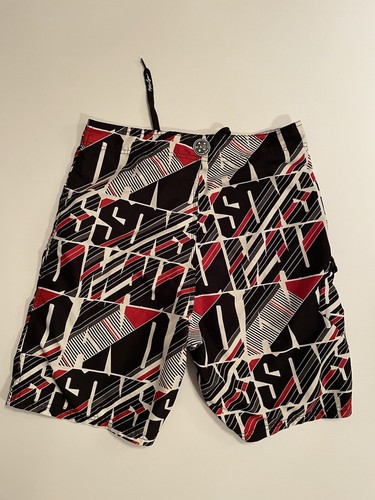 Maui And Sons Red And Black Board Shorts Swim Trunks Sz 32 - Picture 4 of 6