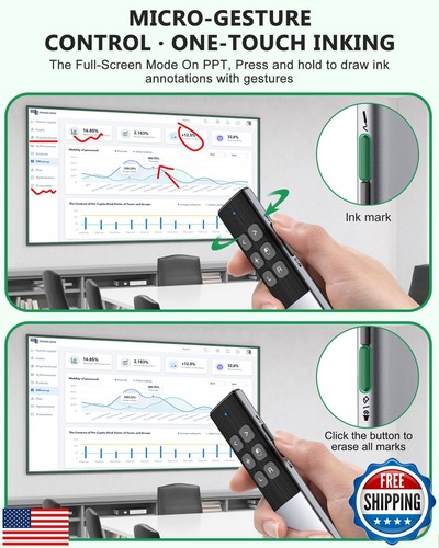 Wireless Presentation Clicker with Air Mouse Control, Gyro Volume Control and - Bild 4 von 5