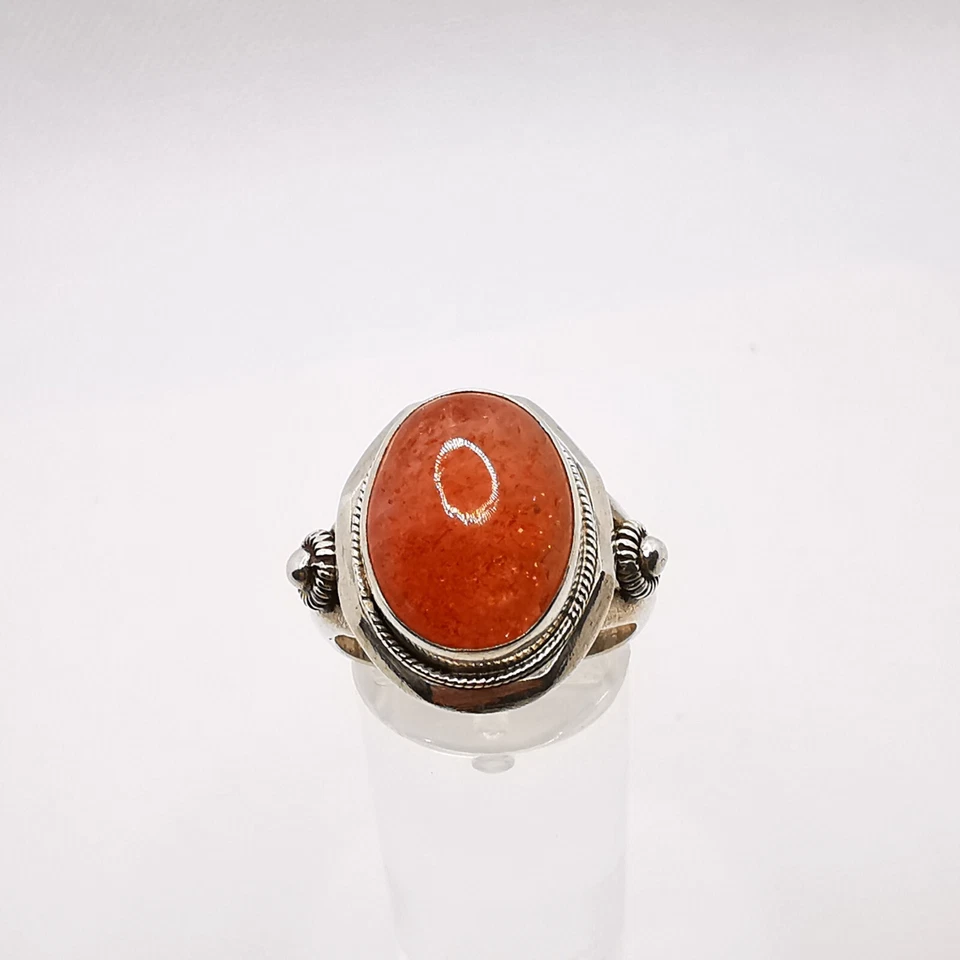 Art Deco Sonnenstein Damenring Ring Heilstein/Edelstein wunderschön 925 Silber - Bild 2 von 4