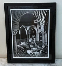 SUPER COOL FRAMED SURREAL ILITHOGRAPH  - MONOGRAMMED "MCE" AND NUMBERED "4-35"