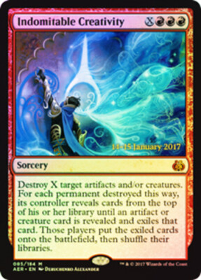 [1x] Indomitable Creativity - Foil - Prerelease Promo Slight Play, English Aethe