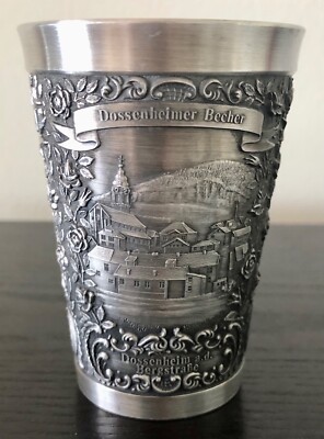 Vintage Original Zinn Becker 95% Pewter Embossed Cup, Made in