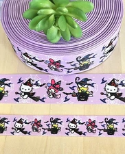 7/8 & 1.5" (1 YD) Hello Kitty Halloween Ribbon My Melody Keroppi Witch & Brooms 