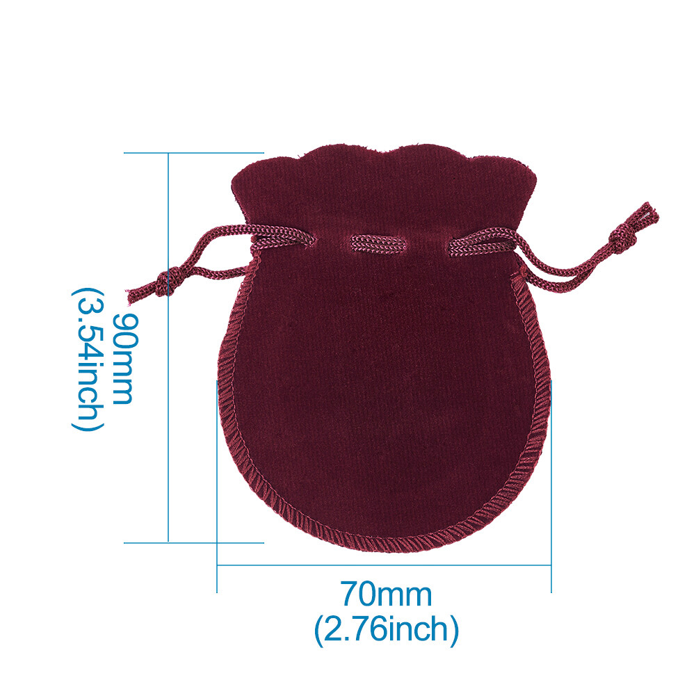 200 Soft Drawstring Velvet Bags Jewelry Packing Gift Pouches Dark Red 3.5"x2.7"