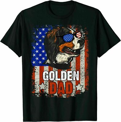 Golden Dad 4th Of July American Flag Glasses Dog T-Shirt Gift For Men