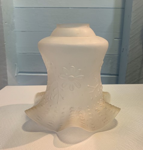 Vintage Lamp Frosted White glass shade for light Frilly glass Ceilings Shade