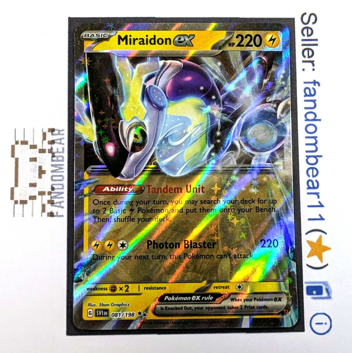 2023 Miraidon EX Double Rare card 081/198 Scarlet & Violet Base