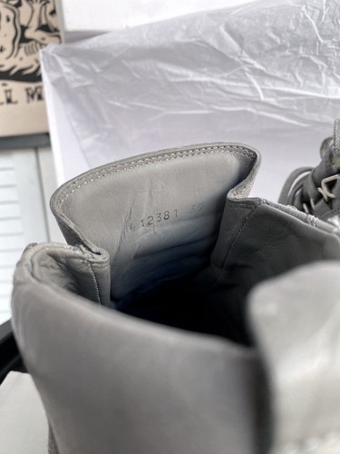 Balenciaga Arena Leather Hi Top D Ring Light Grey Sneakers Size 39 Authentic - Picture 16 of 21