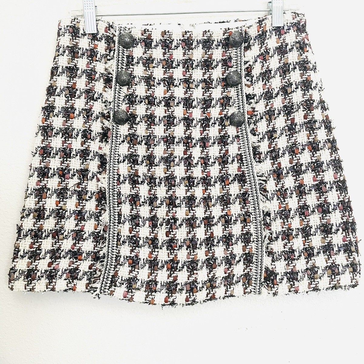 【Veronica Beard】 Stark houndstoothツイードミニスカート Veronica Beard - Ecru Multi Starck Houndstooth Mini Skirt