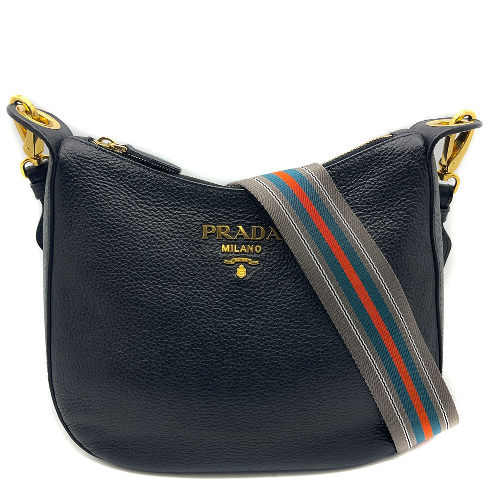 PRADA Vittelo Phoenix 1BC166 Shoulder Bag Black Leather PRADA Vittelo Phoenix 1BC166 Shoulder Bag Black Leather