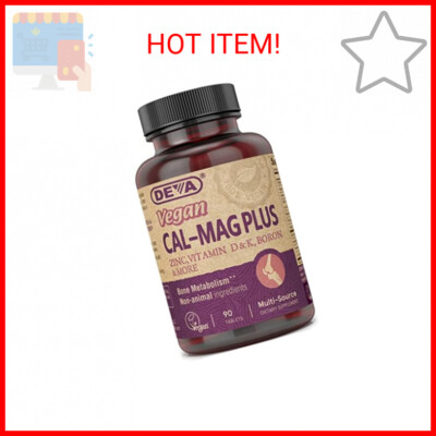 DEVA Vegan Cal MAG Plus Supplement with Calcium, Magnesium, Zinc, Boron, Vitamin