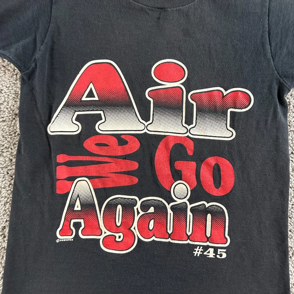 Camisa De Colección Años 90 Air We Go Again Niños 10/12 Negra #45 MJ's Regreso Baloncesto Niños Foto 3 de 4