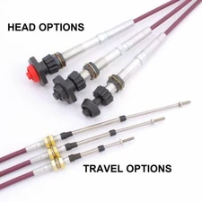 Vernier Throttle Cable, 10-32 Threaded Rod, Bulkhead Hub (choose head & travel)