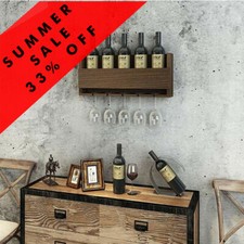 Wine & Glass Shelf,Gin Glass Shelf,Bar Shelf Garden Bar Outdoor Bar Rustic Shelf