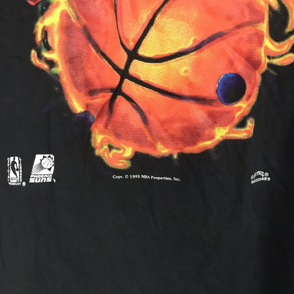 Camiseta De Colección 1993 Nuez moscada Phoenix Suns Logo Grande Fuego Espacio Exterior Niños Talla Grande Foto 3 de 4