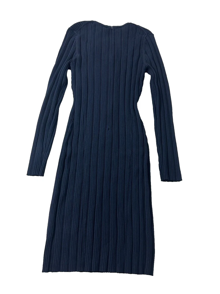 Vestido suéter tejido a rayas azul medianoche Michael Kors para mujer talla XL Foto 2 de 4