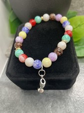 1 PC Handmade 8mm Stone Bead 7.5" Plus Stretch Bracelet Jewish Goblet A2697