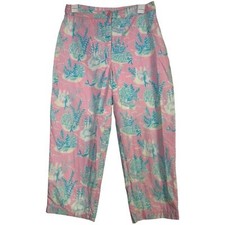 Vintage Lilly Pulitzer Pink Blue Mermaid Straight Leg Pants Size 8