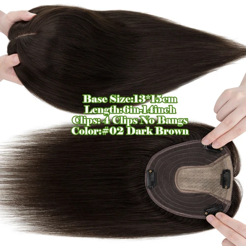 100% Echthaar Topper Toupet Extensions Clip In Remy Human Hair Toupee Haarteil l - Bild 68 von 84