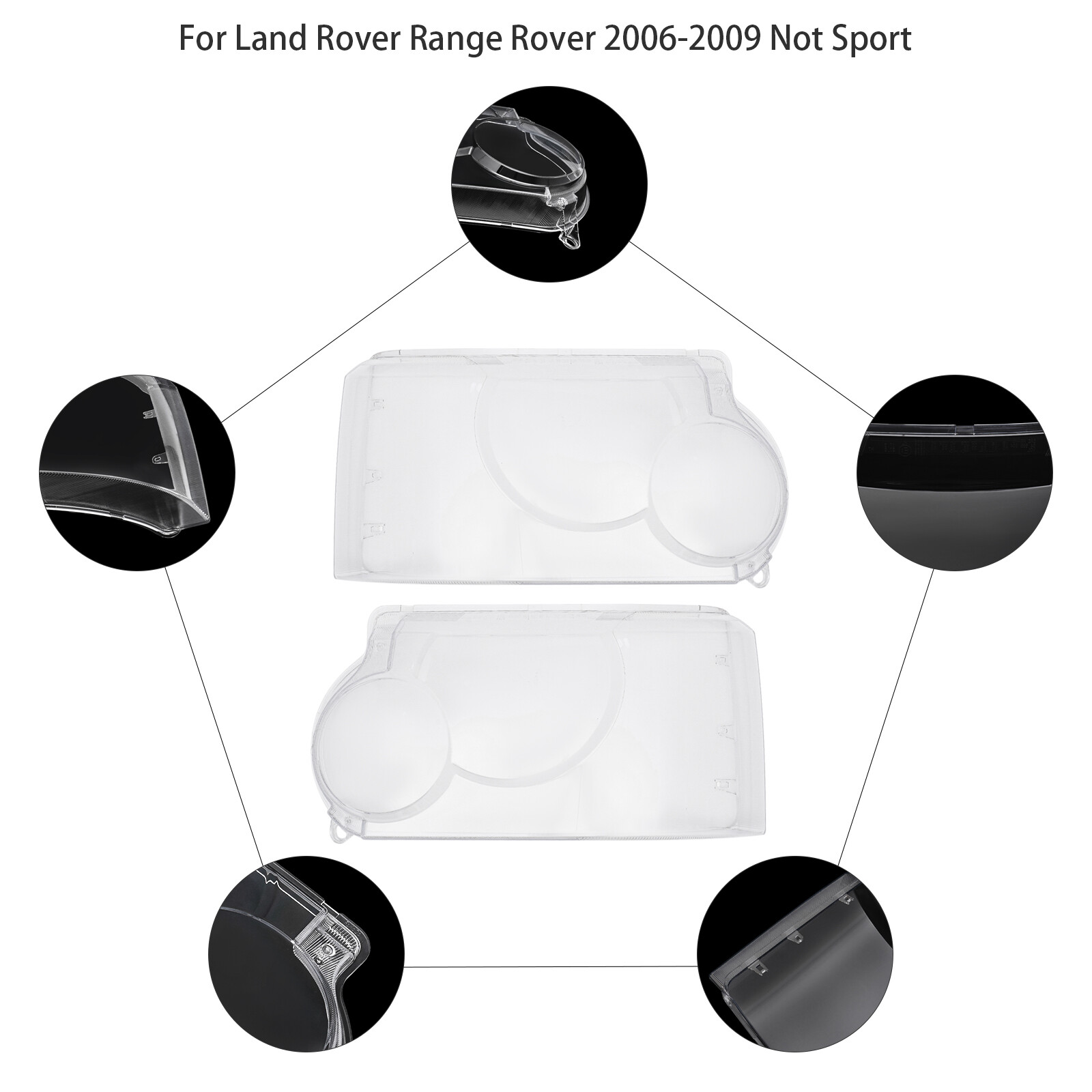 1 Pair Headlight Lens Cover For Land Rover Range Rover 2006-2009 （Not Sport）