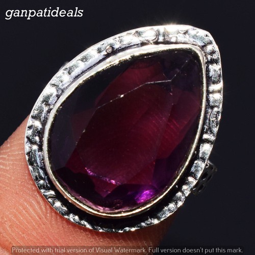Purple Glass Gemstone Ethnic Handmade Ring Jewelry US Size-7 GR-7170
