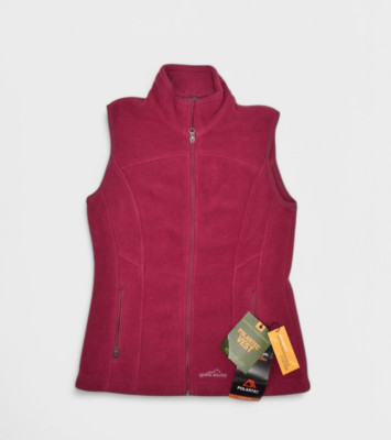 Eddie Bauer Jacket Womens XS Polartec Fleece Vest Full Zip Berry Classic 200