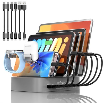 USB C Fast Charging Station for Multiple Devices, 120W 6 Port PD Charger Stat...