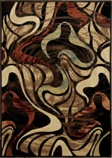 5x5 Home Dynamix Black Abstract Area Rug Round 4473-450 - Aprx 5' 2" x 5' 2"