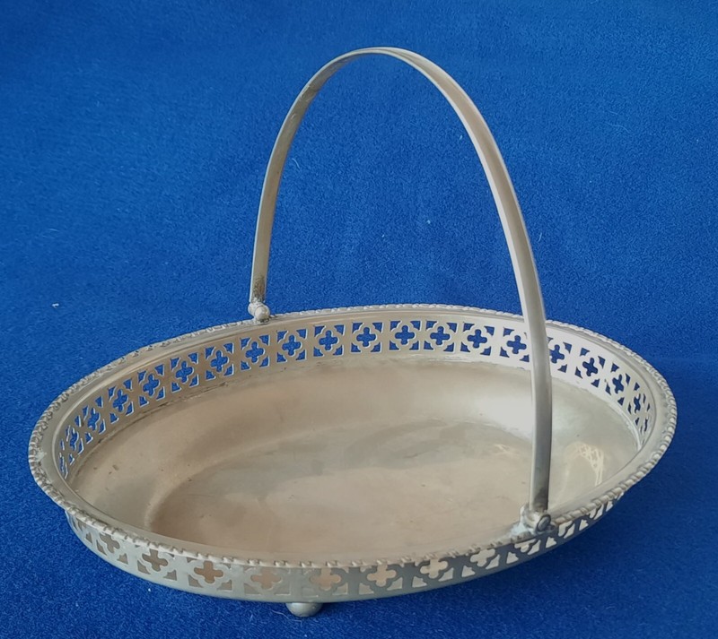 Antique English Silverplate Brides Basket with Handle Perfect Bridal Shower Gift