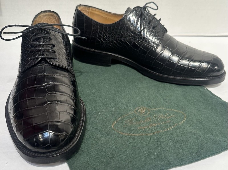FRATELLI PELUSO/BARNEYS NEW YORK Alligator/Crocodile Lace Up Oxford Shoes Loafer